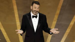 Host Jimmy Kimmel speaks onstage during the 95th Annual Academy Awards at Dolby Theatre on March 12, 2023 in Hollywood, California.