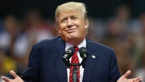 Republican presidential candidate Donald Trump speaks during a campaign rally at the American Airlines Center on September 14, 2015 in Dallas, Texas. More than 20,000 tickets have been distributed for the event.