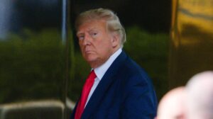 Former U.S. President Donald Trump arrives at Trump Tower in Manhattan on April 3, 2023 in New York City. Trump is scheduled to be arraigned tomorrow at a Manhattan courthouse following his indictment by a grand jury.