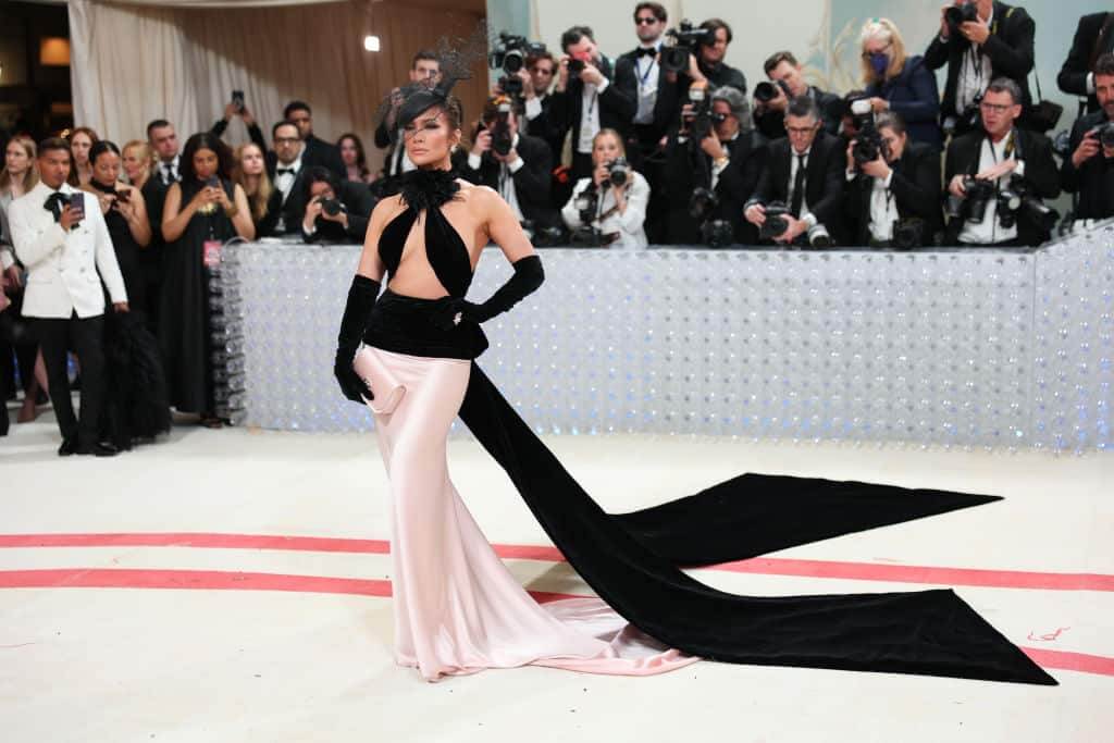 Jennifer Lopez at the 2023 Met Gala: Karl Lagerfeld: A Line of Beauty held at the Metropolitan Museum of Art on May 1, 2023 in New York, New York.