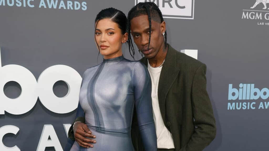 Kylie Jenner and Travis Scott attend the 2022 Billboard Music Awards at MGM Grand Garden Arena on May 15, 2022 in Las Vegas, Nevada.