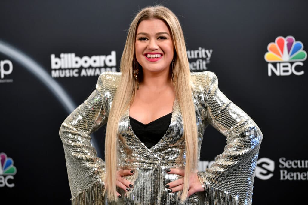 In this image released on October 14, Kelly Clarkson poses backstage at the 2020 Billboard Music Awards, broadcast on October 14, 2020 at the Dolby Theatre in Los Angeles, CA. 