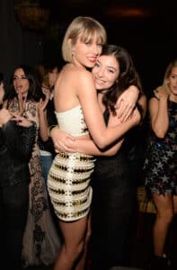 LOS ANGELES, CA - FEBRUARY 15: Taylor Swift and Lorde attend the Republic Records Grammy celebration at Hyde on Sunset on February 15, 2016 in Los Angeles, California.