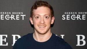 NEW YORK, NEW YORK - SEPTEMBER 15: Ethan Slater poses at the opening night of "Derren Brown: Secret" on Broadway at The Cort Theatre on September 15, 2019 in New York City.