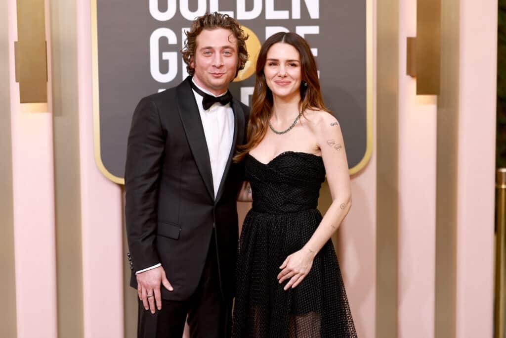 Jeremy Allen White and Addison Timlin attend the 80th Annual Golden Globe Awards at The Beverly Hilton on January 10, 2023 in Beverly Hills, California.