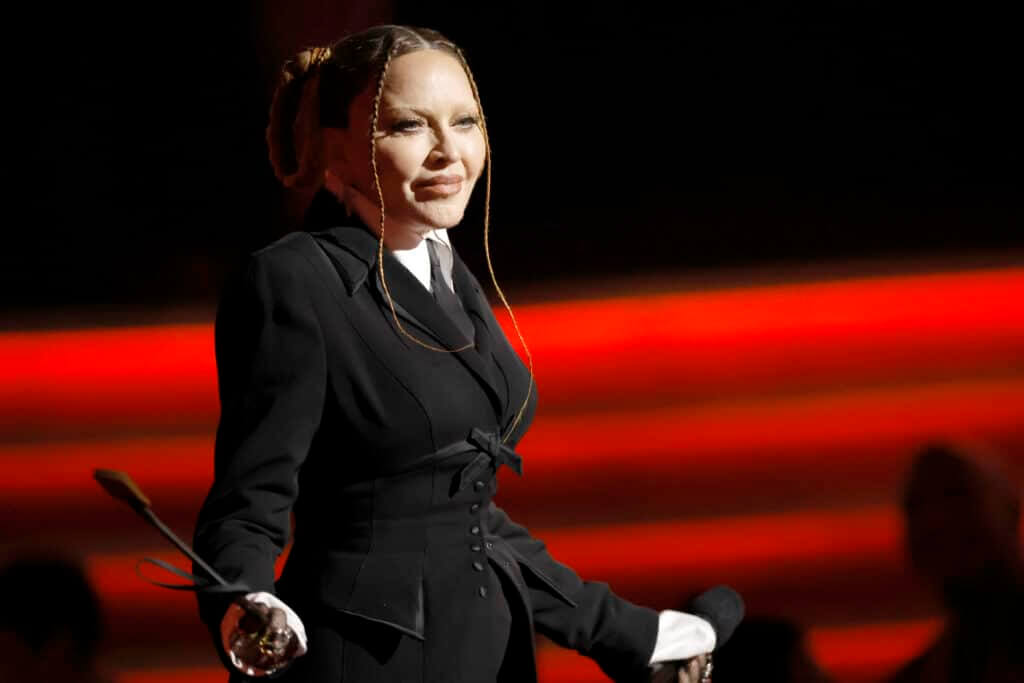 Madonna speaks onstage during the 65th GRAMMY Awards at Crypto.com Arena on February 05, 2023 in Los Angeles, California.