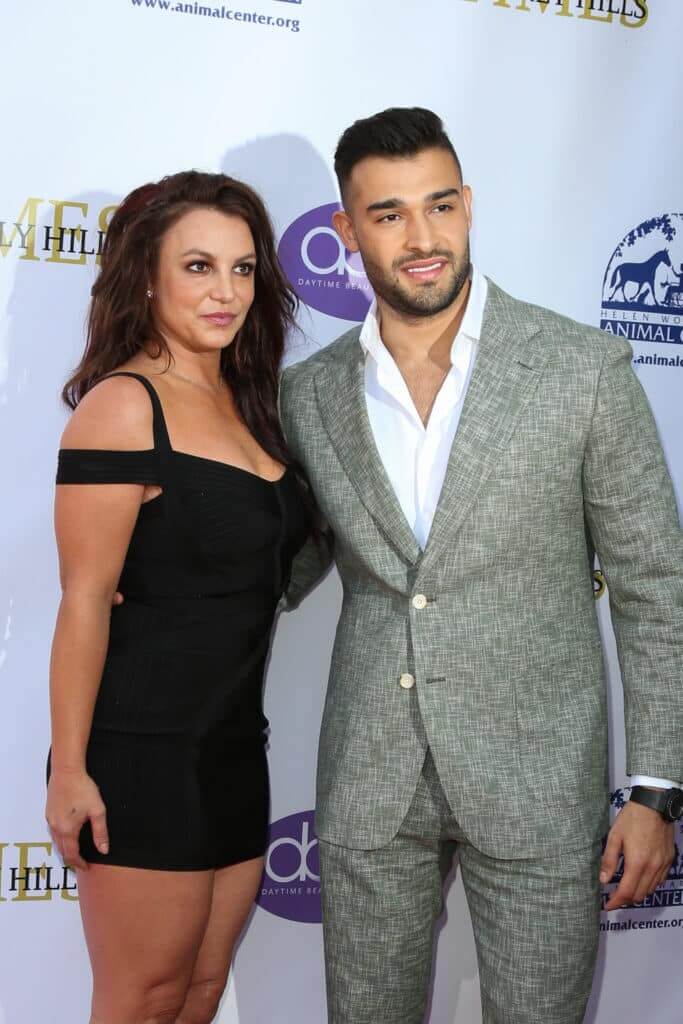Britney Spears (L) and Sam Asghari (R) attend the 2019 Daytime Beauty Awards at The Taglyan Complex on September 20, 2019 in Los Angeles, California.