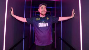 MrBeast attends Amazon’s Prime Day “Ultimate Crown” gaming event where MrBeast and Ninja compete head-to-head at HyperX Arena on July 09, 2022 in Las Vegas, Nevada.