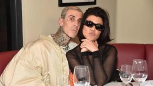Travis Barker and Kourtney Kardashian Attend the Ribbon Cutting Ceremony at the Newly Opened Crossroads Kitchen at The Commons at Calabasas on October 13, 2022 in Calabasas, California.