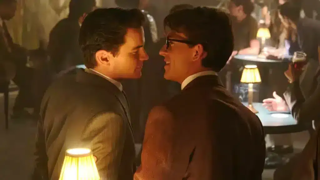 Jonathan Bailey as Tim and Matt Bomer as Hawkins “Hawk” Fuller in ‘Fellow Travelers’.