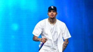 LAS VEGAS, NEVADA - MAY 06: Chris Brown performs onstage during the Lovers & Friends music festival at the Las Vegas Festival Grounds on May 06, 2023 in Las Vegas, Nevada.