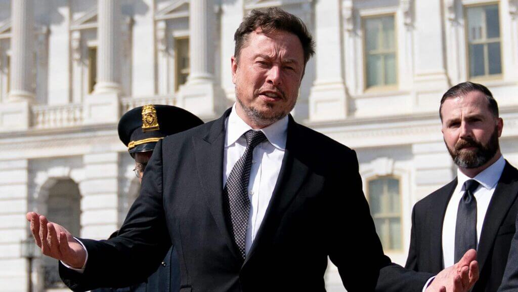 Elon Musk departs following a meeting in the office of US House Speaker Kevin McCarthy (R-CA), at the US Capitol in Washington, DC, on September 13, 2023.