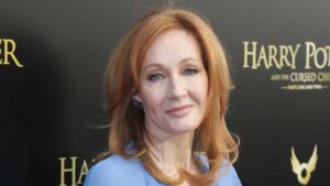 J.K. Rowling poses at "Harry Potter and The Cursed Child parts 1 & 2" on Broadway Opening Night at The Lyric Theatre on April 22, 2018 in New York City.