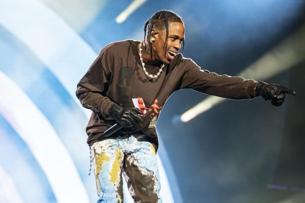 Travis Scott performs during 2021 Astroworld Festival at NRG Park on November 05, 2021 in Houston, Texas.