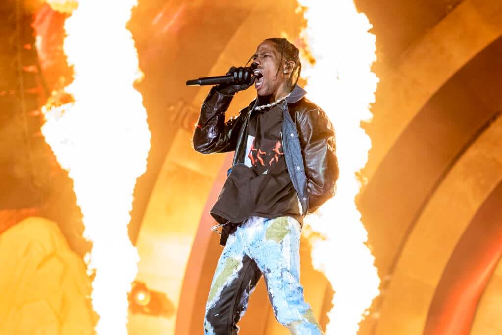 Travis Scott performs during 2021 Astroworld Festival at NRG Park on November 05, 2021 in Houston, Texas.