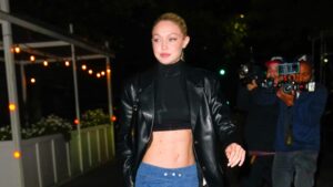 Gigi Hadid is seen attending Bella Hadid's birthday party at Lucali's on October 09, 2022 in New York City.