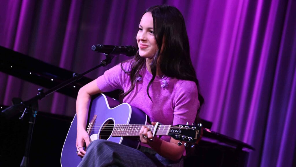 Olivia Rodrigo performs onstage at The Drop: Olivia Rodrigo at The GRAMMY Museum on October 3, 2023 in Los Angeles, California