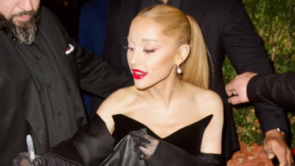 Ariana Grande is seen on November 16, 2023 in New York City.