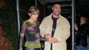 Taylor Swift and Travis Kelce have dinner at Waverly Inn on October 15, 2023 in New York City.