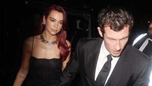 Dua Lipa and Callum Turner attend the British Vogue And Tiffany & Co. Celebrate Fashion And Film Party 2024 at Annabel's on February 19, 2024 in London, England.