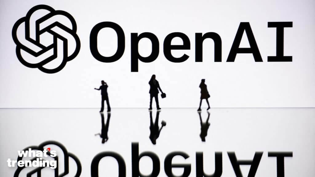 This illustration photograph taken on October 30, 2023, in Mulhouse, eastern France, shows figurines next to a screen displaying a logo of OpenAI, a US artificial intelligence organisation. (Photo by SEBASTIEN BOZON / AFP) (Photo by SEBASTIEN BOZON/AFP via Getty Images)