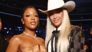 Victoria Monét and Beyoncé at the Grammys.