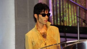 The 1995 Brit Awards the Artist (formerly Known As Prince) Collects His Award For Best International Male
