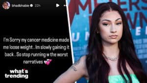 LEFT: Bhad Bhabie reveals health struggles on Instagram. RIGHT: WESTWOOD, LOS ANGELES, CALIFORNIA, USA - AUGUST 13: Los Angeles Premiere Of Entertainment Studios' '47 Meters Down Uncaged' held at the Regency Village Theatre on August 13, 2019 in Westwood, Los Angeles, California, United States. (Photo by Xavier Collin/Image Press Agency)