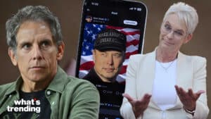 LEFT: Ben Stiller attends the Fanatics Fest NYC at the Javits Center on August 16, 2024 in New York City. CENTER: Photo of Elon Musk wearing a MAGA hat in a tweet he posted on his X account. Elon Musk joined former president Donald Trump to give a speech at his campaign rally in Butler, Pennsylvania on October 5, where the presidential candidate survived an assassination attempt in July 2024. RIGHT: Jamie Lee Curtis gets her Hands and Footprints In Cement at TCL Chinese Theatre on October 12, 2022 in Hollywood, California.