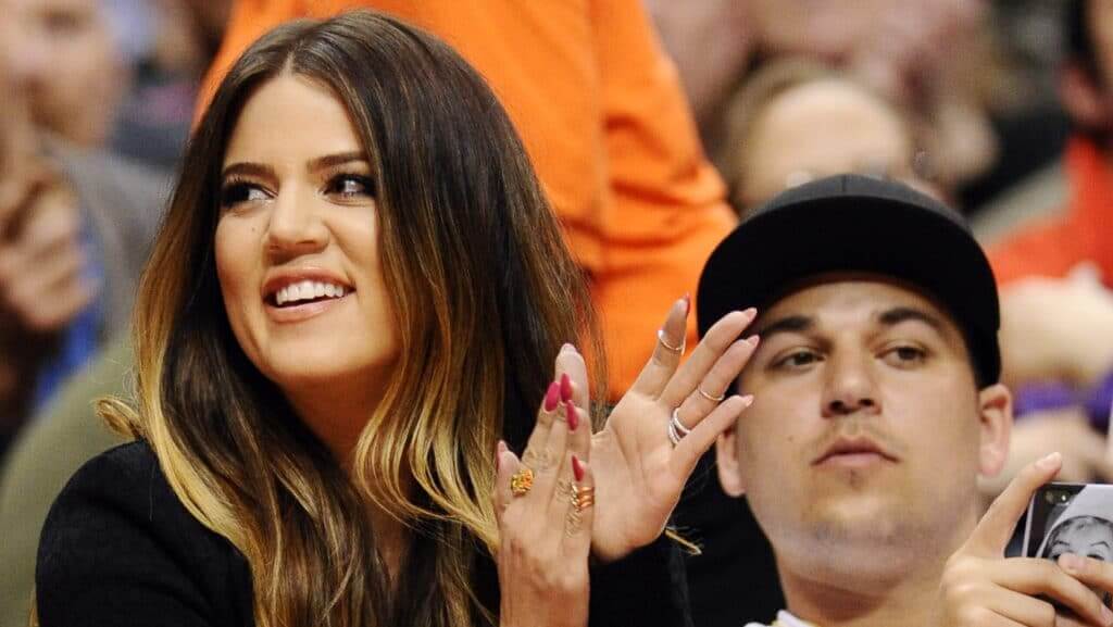 Khloe Kardashian and Rob Kardashian watch the Los Angeles Clippers v Milwaukee Bucks, Staples Center, Los Angeles, California.