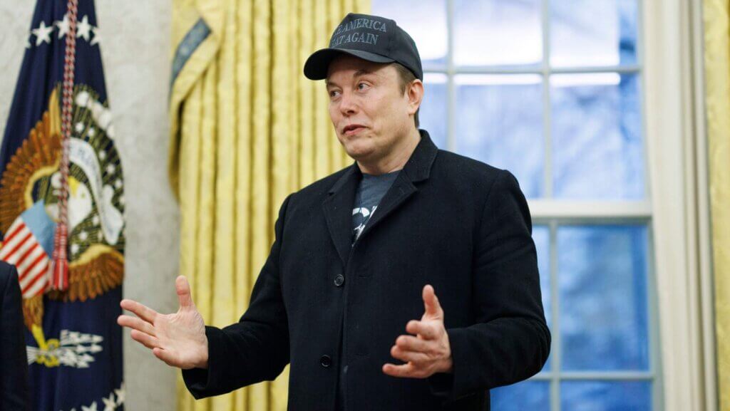 US entrepreneur and U.S. special government employee Elon Musk gives remarks to the media in the Oval Office of the White House, as he meets with US President Donald J. Trump in the Oval Office of the White House, as he meets with Elon Musk (L), in Washington, DC, USA, 11 February 2025.