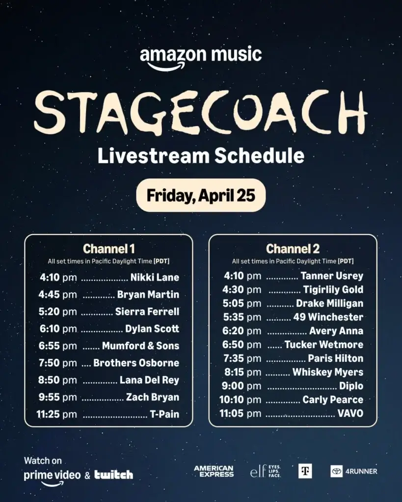 Stagecoach Festival Friday lineup. 