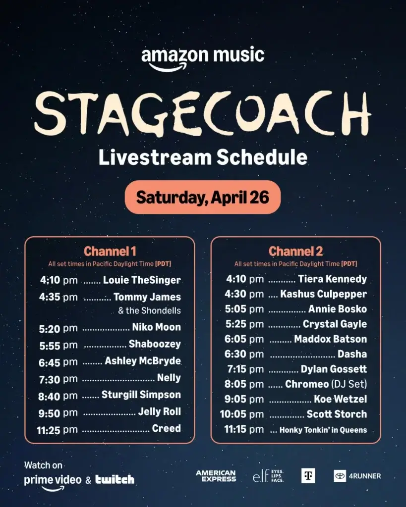 Stagecoach Festival Saturday lineup. 