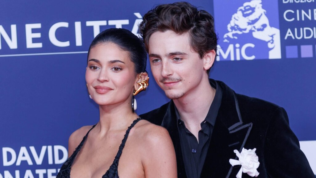 Timothee Chalamet and Kylie Jenner attend the photocall of the 70th edition of David di Donatello on may 07, 2025 at Cinecitta Studios, Rome, Italy.