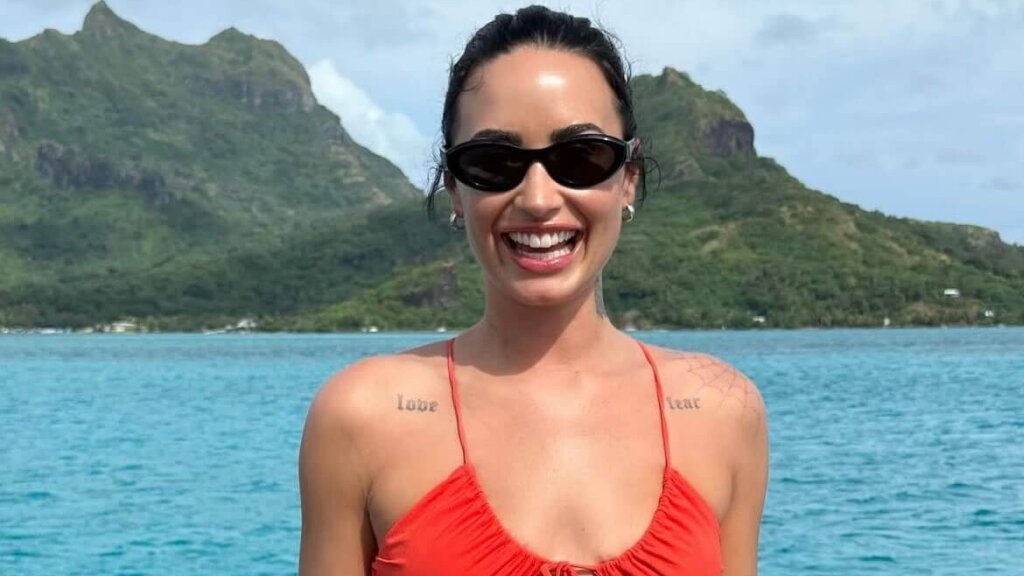 Demi Lovato reenacts Kim Kardashian’s infamous earring meltdown in a viral TikTok during her honeymoon with Jutes.