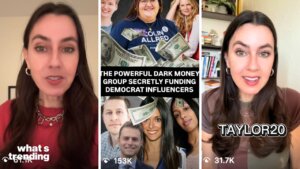 Journalist Taylor Lorenz faces backlash after exposing a secret, paid influencer program tied to a progressive “dark money” group.
